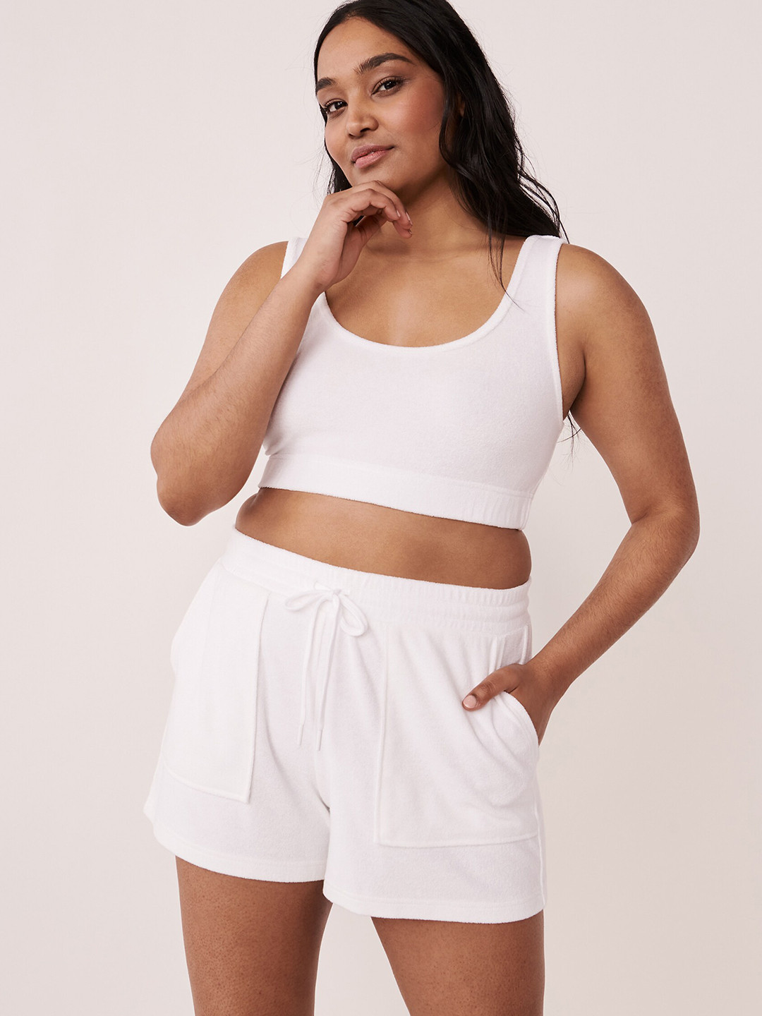 

La Vie en Rose Women Solid Crop Cami Bra 50100037-10000, White