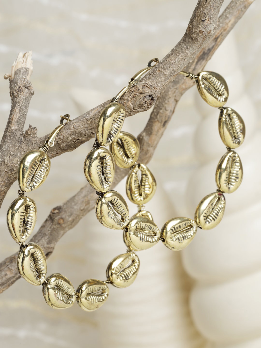 

Moedbuille Gold-Toned Gold Plated Circular Drop Earrings