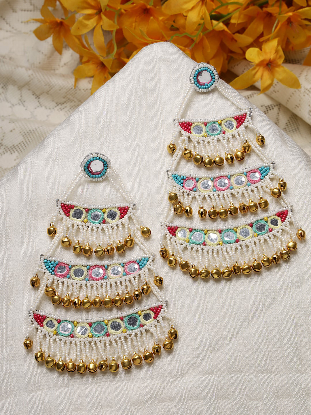 

Moedbuille Multicoloured Gold Plated Contemporary Drop Earrings, Multi