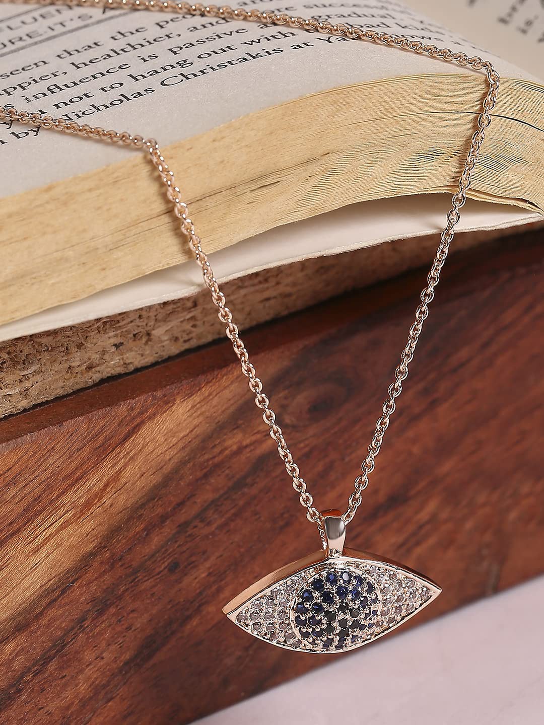 

HOT AND BOLD Women Rose Gold & Blue Brass Rose Gold-Plated Oxidised Chain