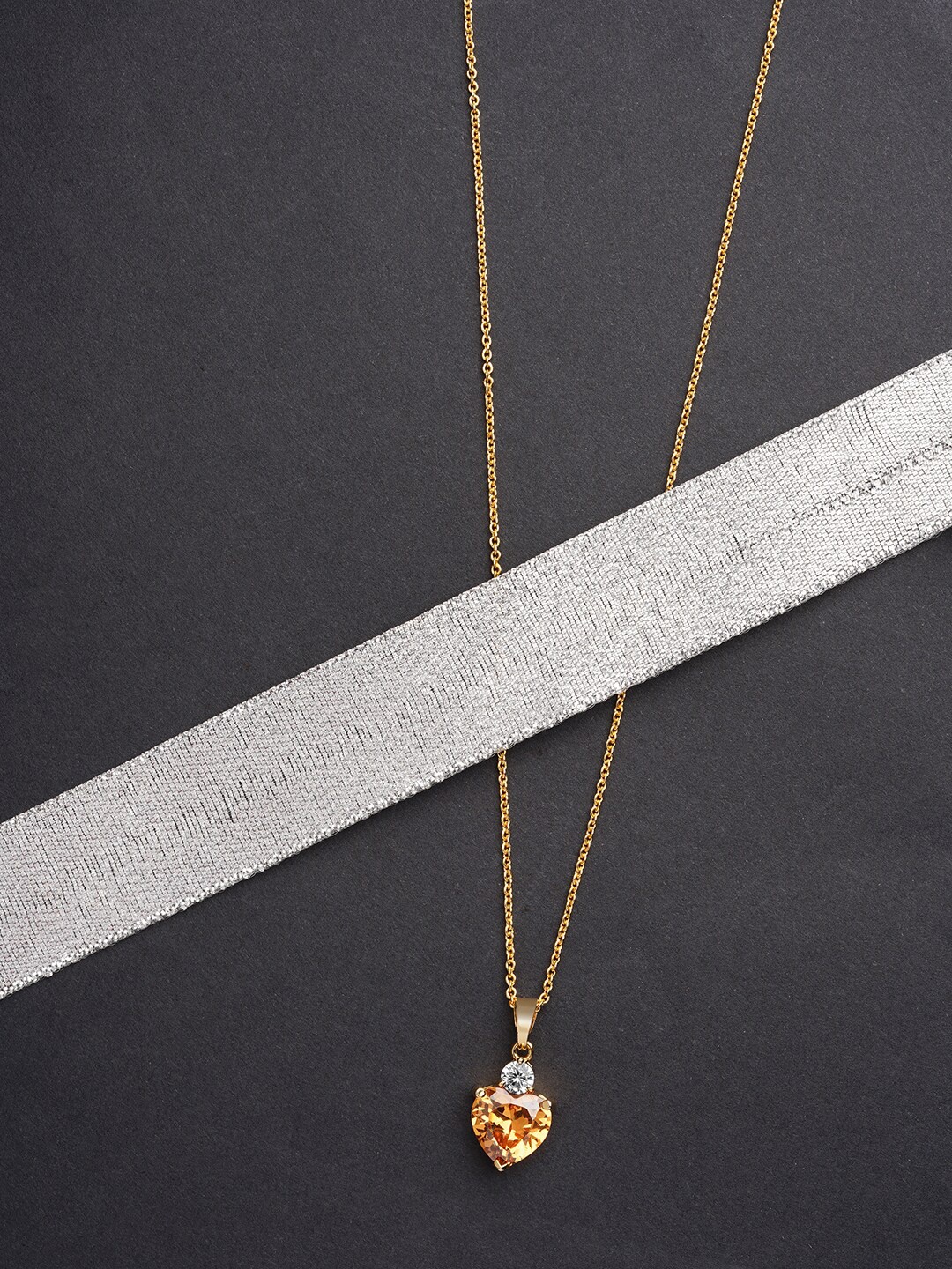 

HOT AND BOLD Gold-Toned & Orange Brass Gold-Plated Oxidised Chain