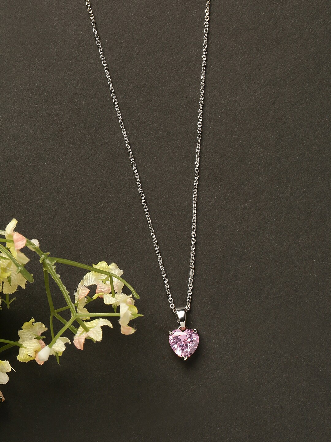 

HOT AND BOLD Women Silver-Toned & Pink Brass Silver-Plated Chain