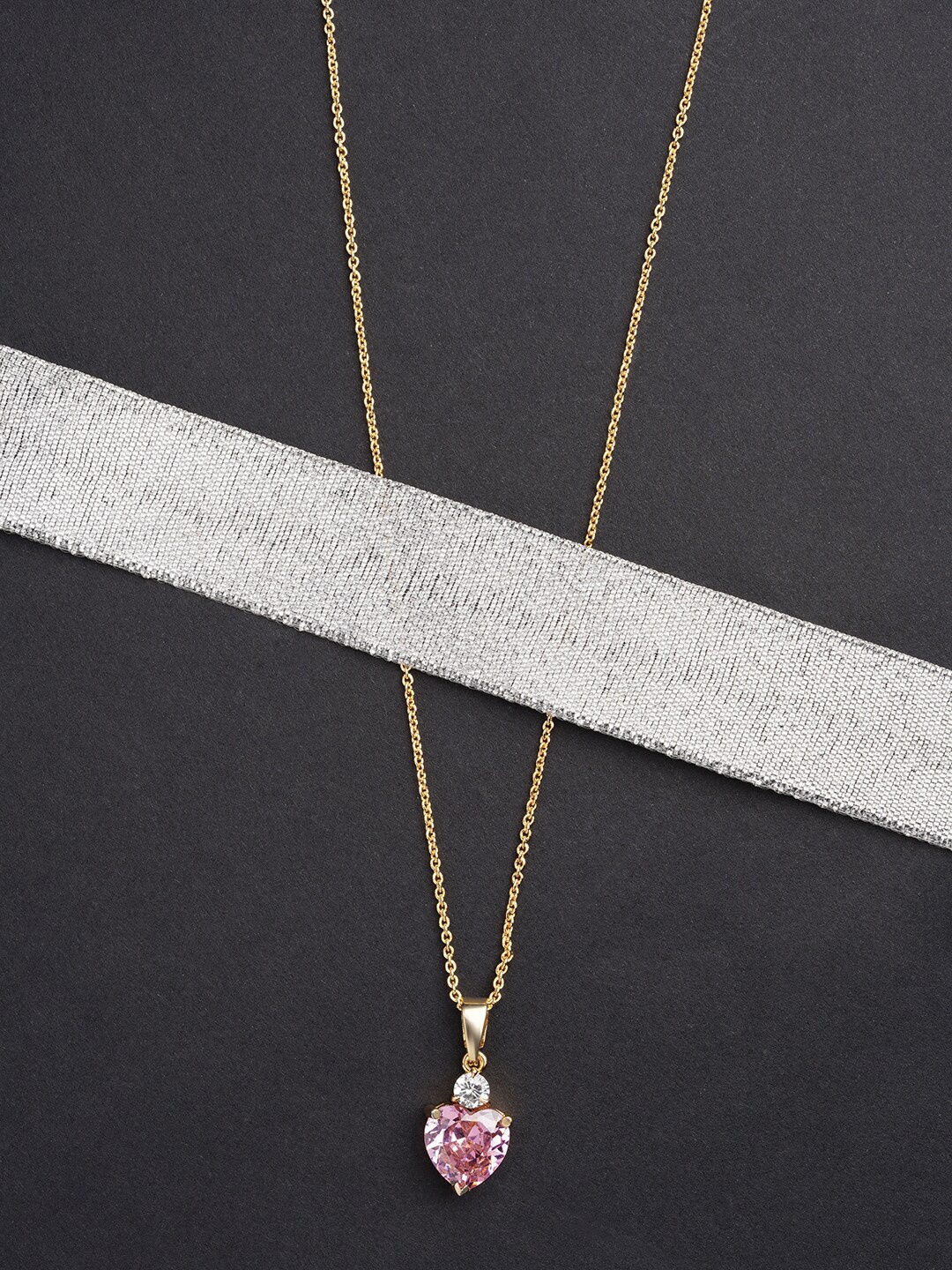 

HOT AND BOLD Gold-Toned & Pink Brass Gold-Plated Oxidised Chain