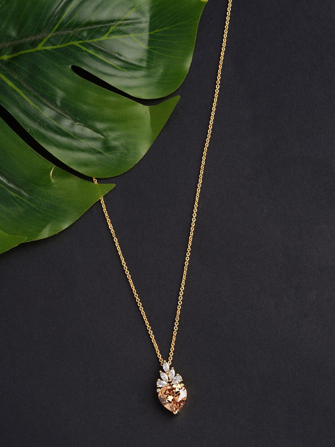 

HOT AND BOLD Gold-Toned & Champagne Brass Gold-Plated Oxidised Chain