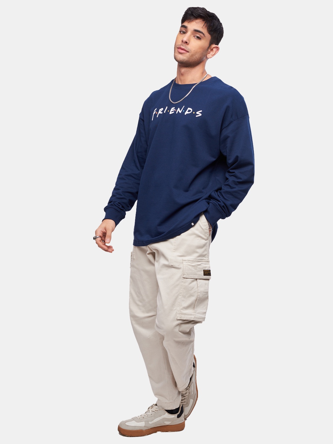 

The Souled Store Men Navy Blue F.R.I.E.N.D.S Printed Oversized T-Shirt