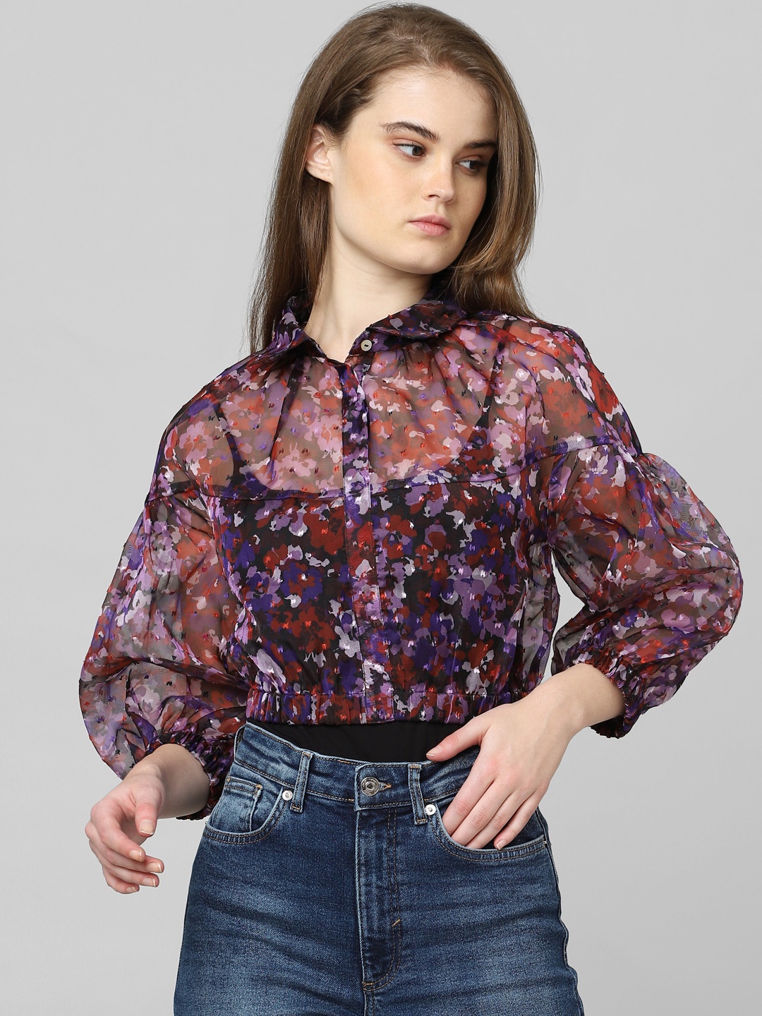 

ONLY Multicoloured Floral Print Shirt Style Top, Multi