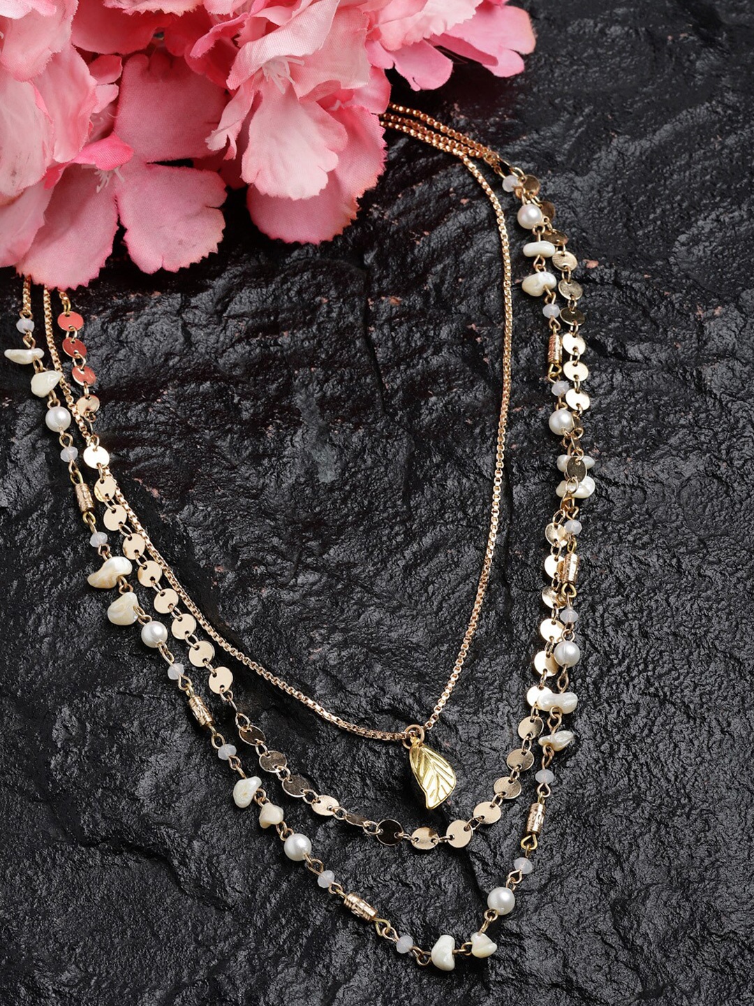 

Moedbuille Gold-Toned & White Gold-Plated Layered Necklace
