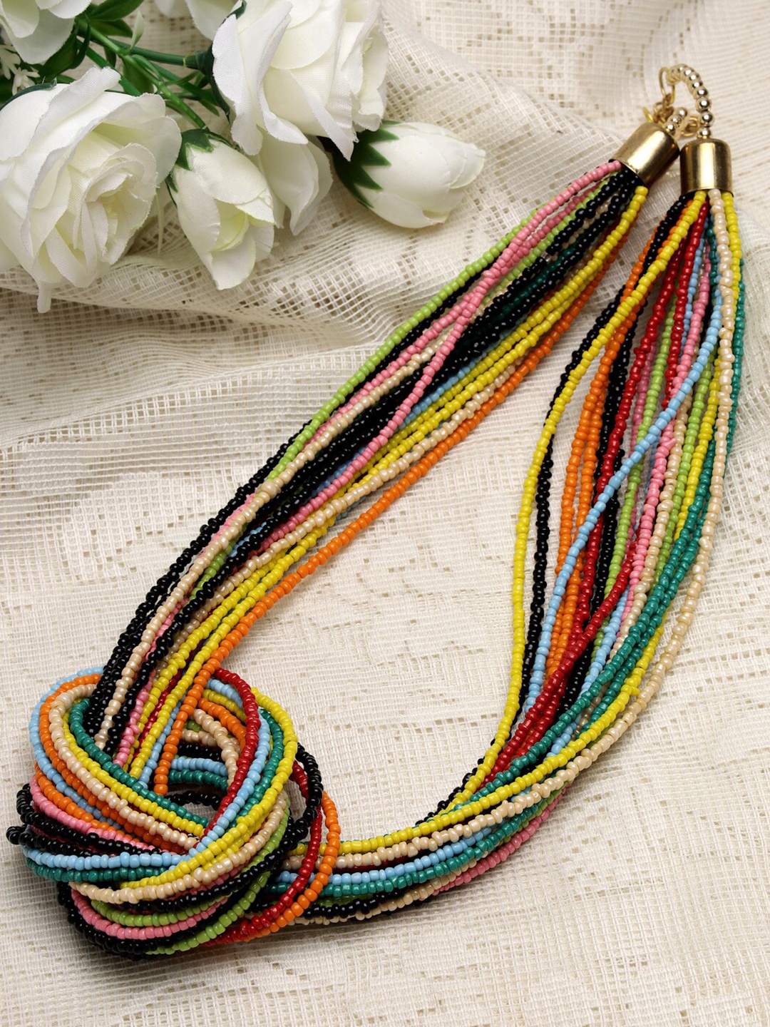 

Moedbuille Gold-Toned & Blue Brass Gold-Plated Handcrafted Necklace