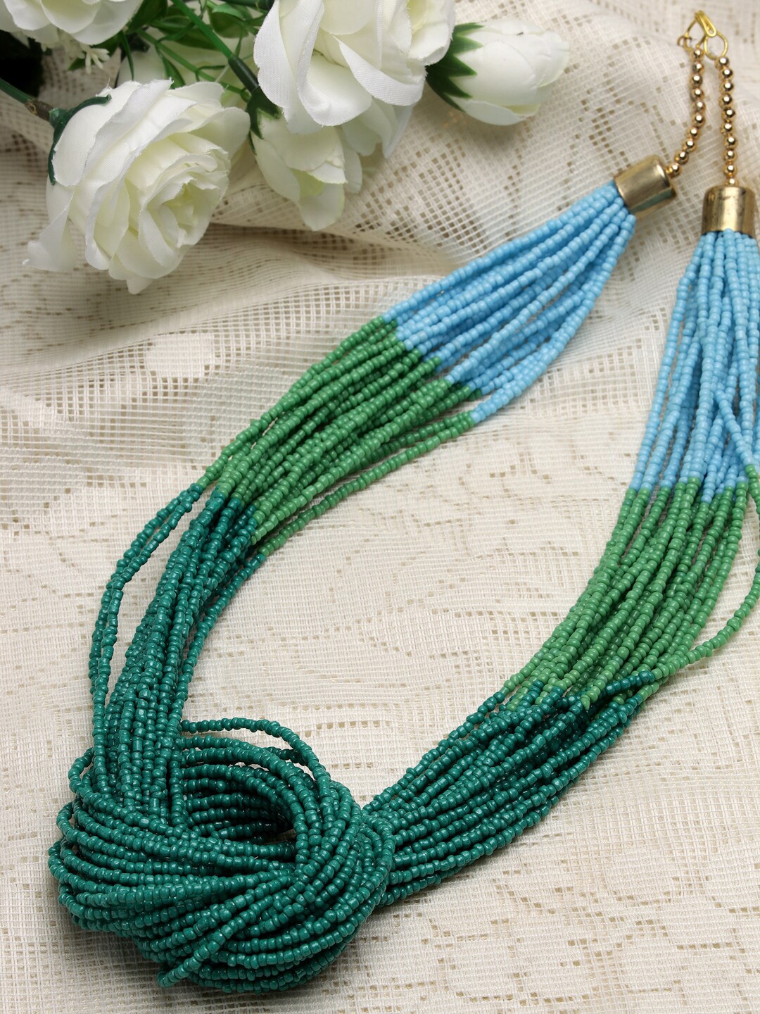 

Moedbuille Gold-Toned & Blue Brass Gold-Plated Handcrafted Necklace