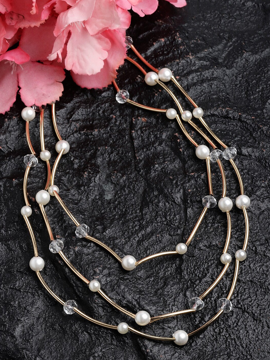 

Moedbuille Gold-Toned & White Gold-Plated Layered Necklace