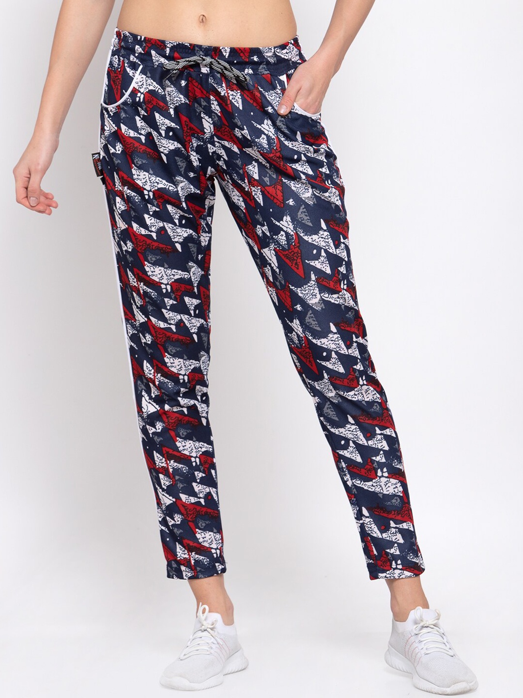 

KLOTTHE Women Blue Printed Slim-Fit Rapid Dry Track Pants