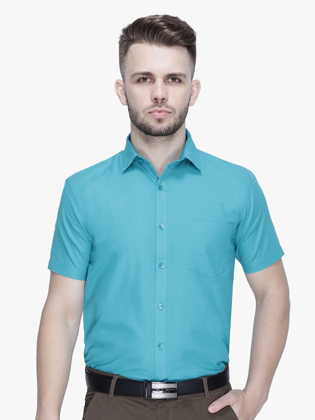 

Southbay Men Sea Green Smart Tailored Fit Formal Shirt