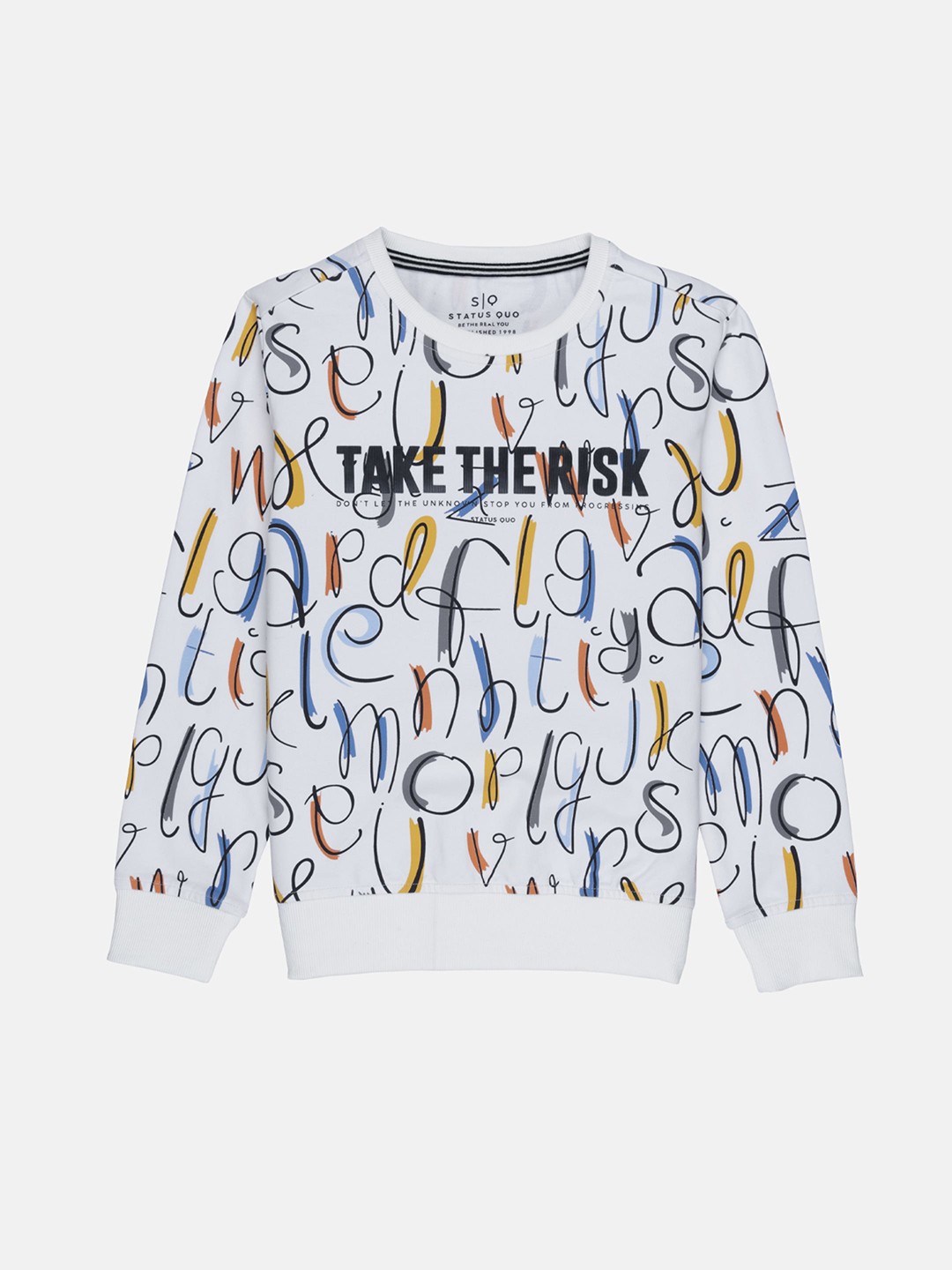 

Status Quo Boys Off White Printed Cotton Sweatshirt
