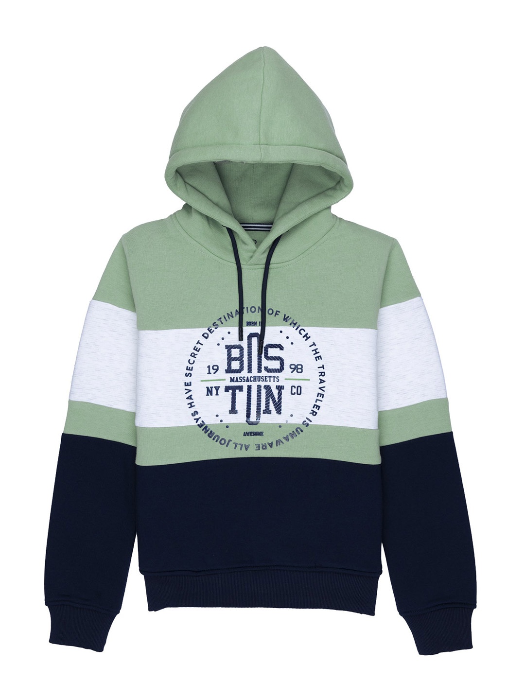 

Status Quo Boys Green & Navy Blue Colourblocked Hooded Sweatshirt