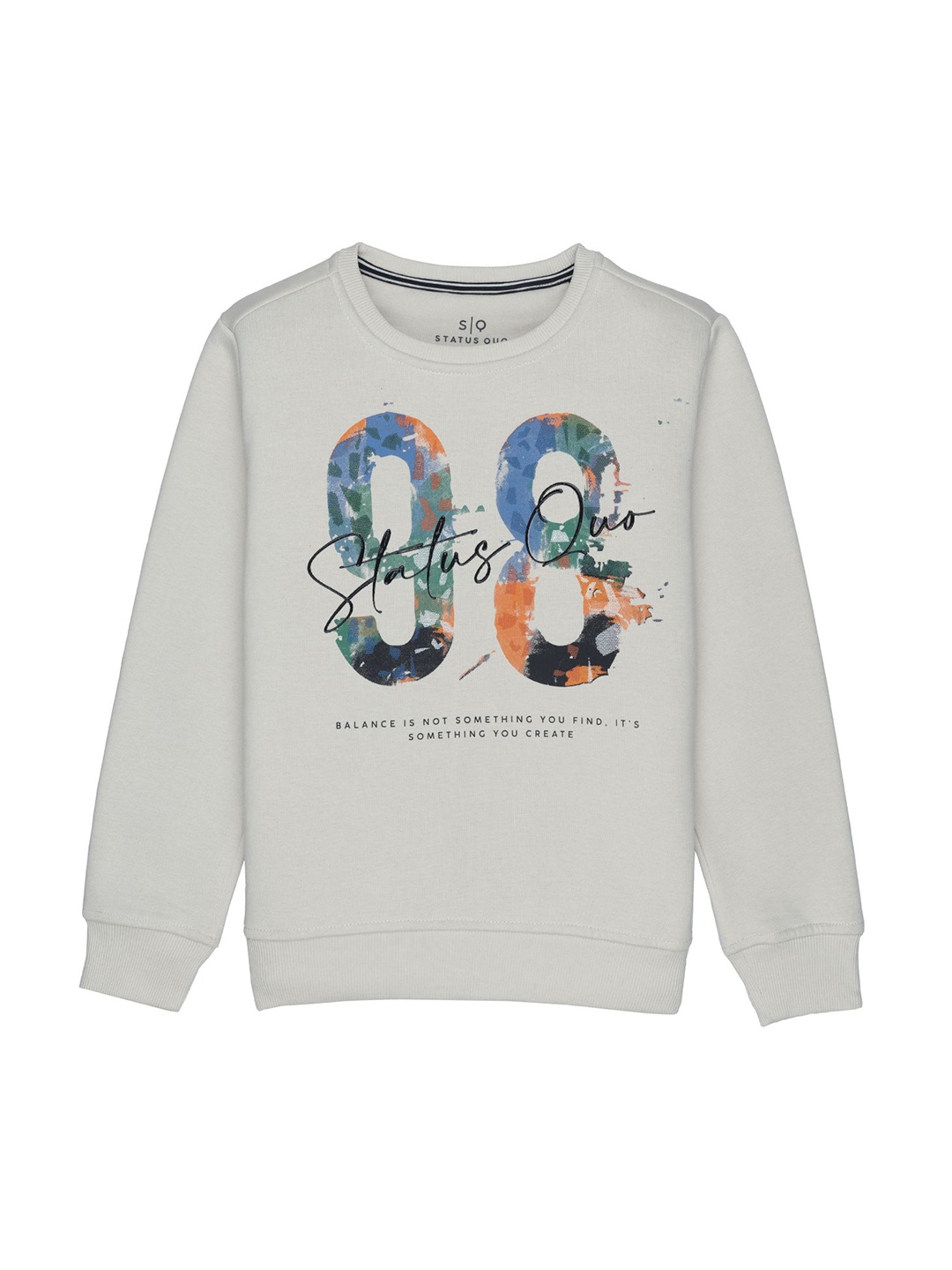 

Status Quo Boys Beige Printed Cotton Sweatshirt