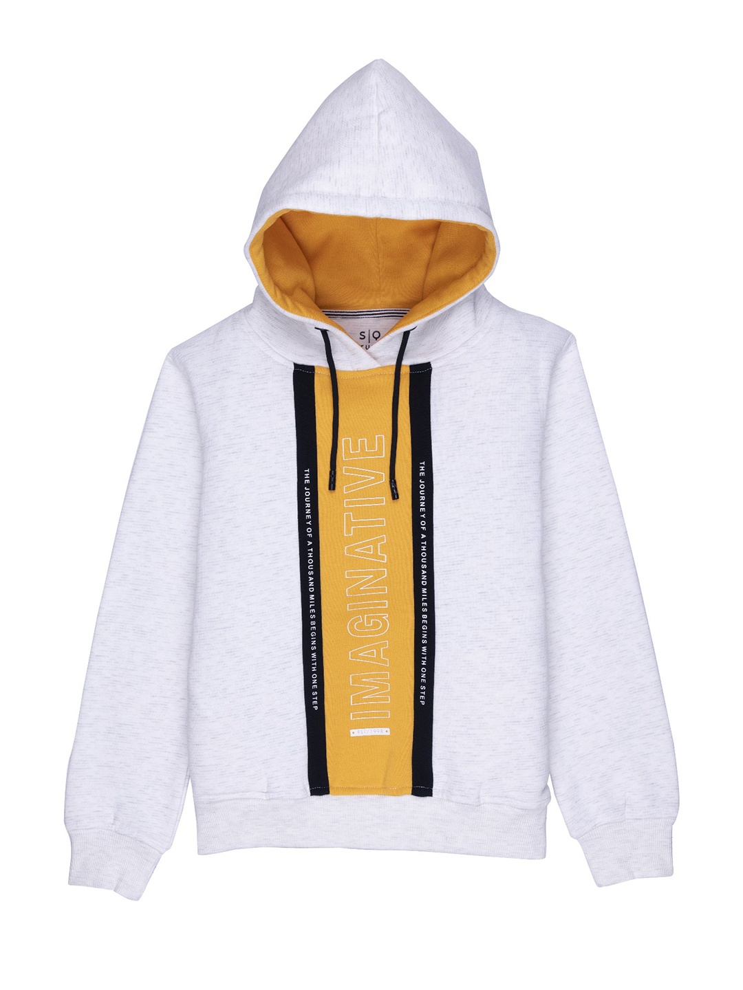 

Status Quo Boys Grey Printed Hooded Cotton Sweatshirt