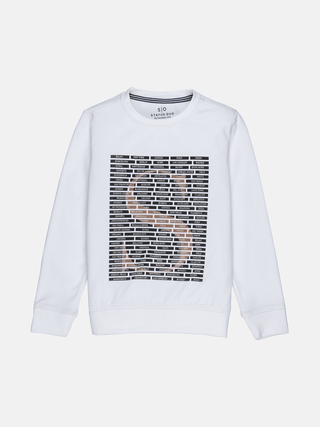 

Status Quo Boys Off White Printed Cotton Sweatshirt