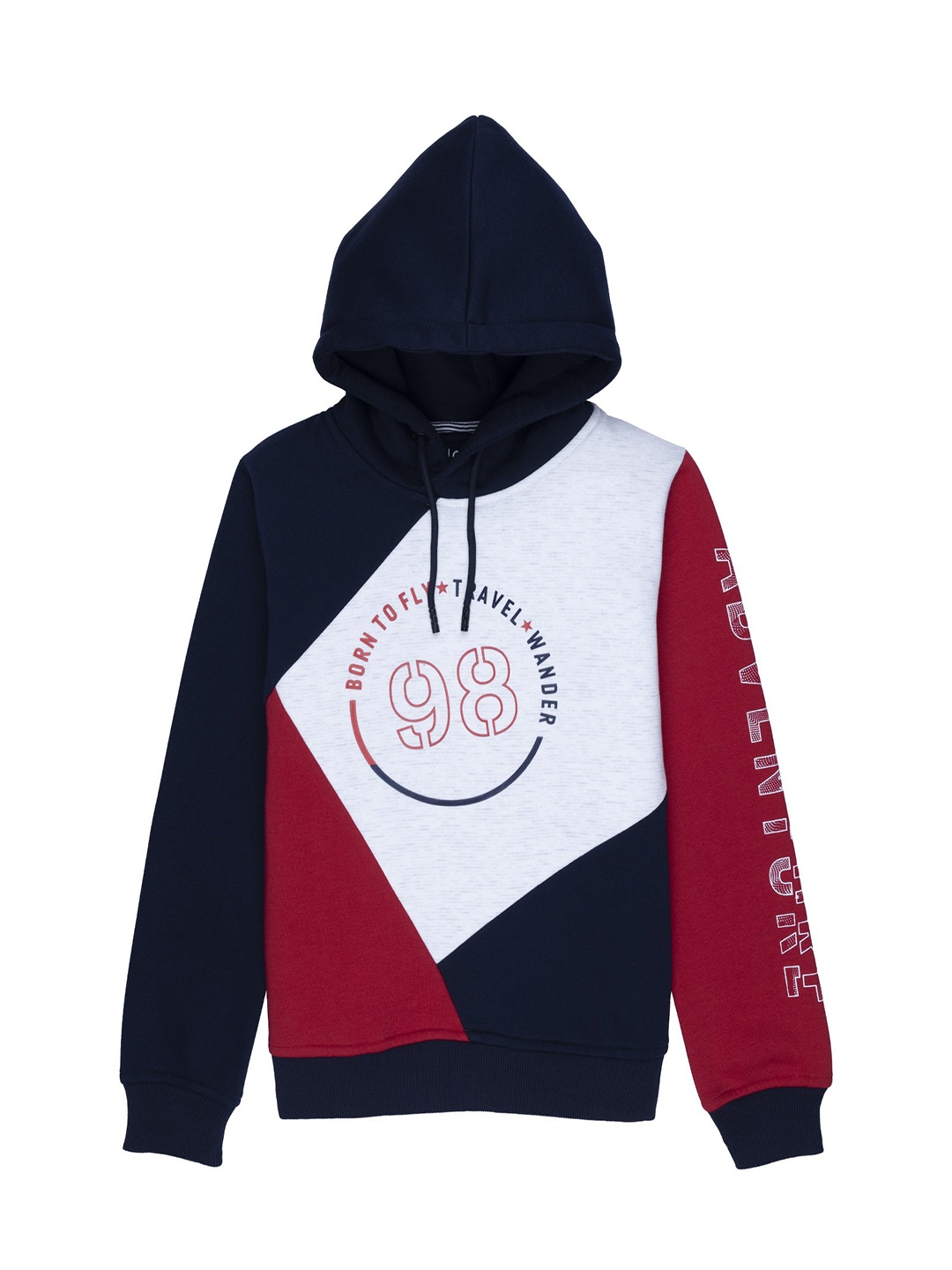 

Status Quo Boys Navy Blue Colourblocked Hooded Cotton Sweatshirt