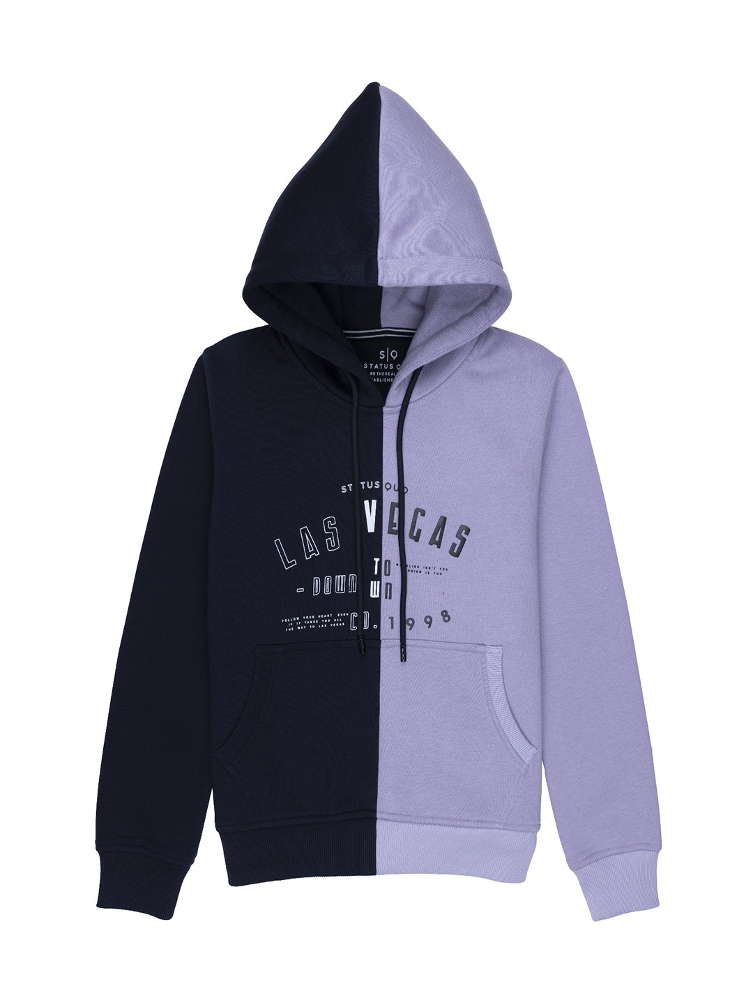 

Status Quo Boys Navy Blue Colourblocked Hooded Cotton Sweatshirt