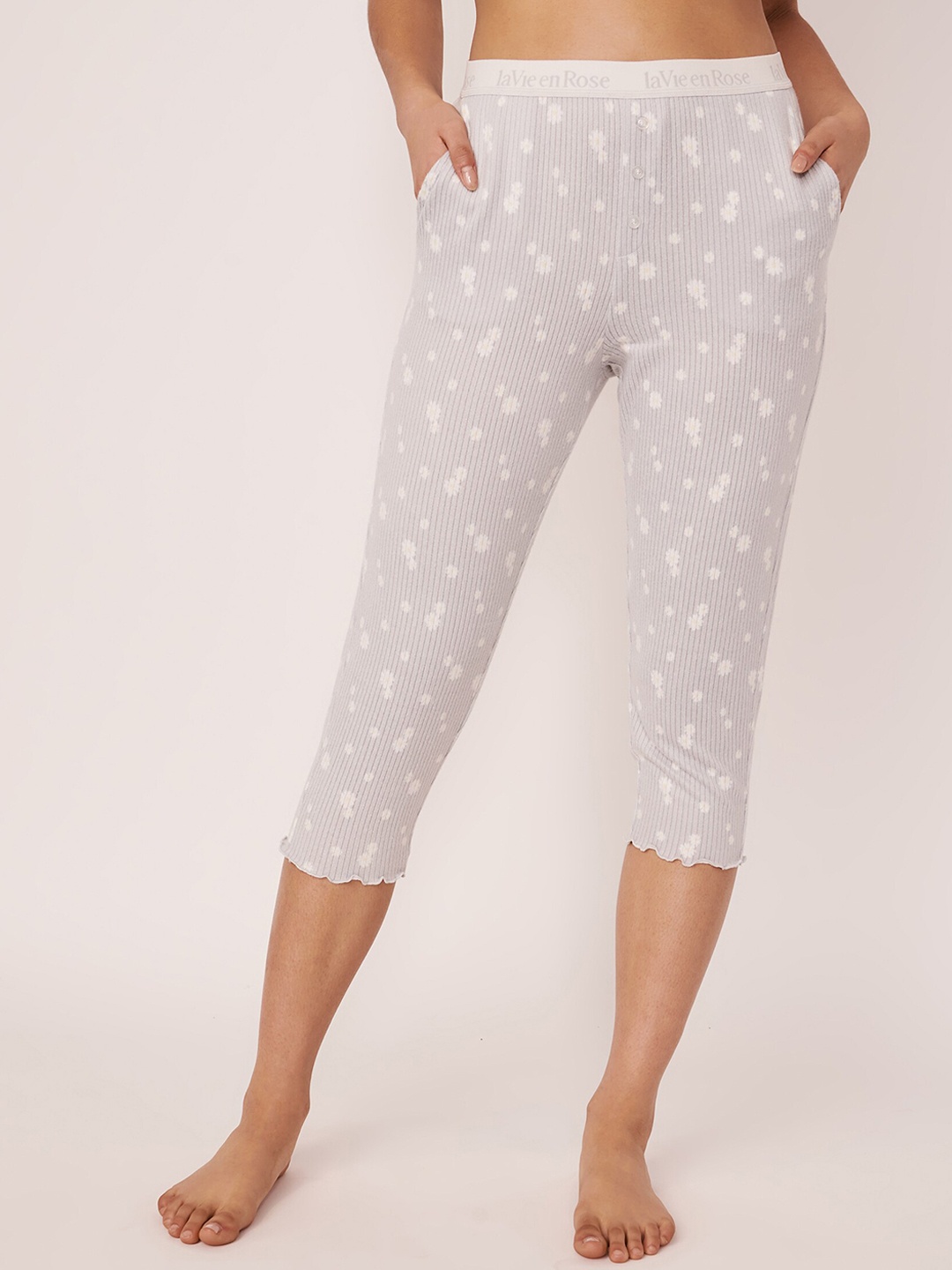 

La Vie en Rose Women Grey Printed Lounge Pants