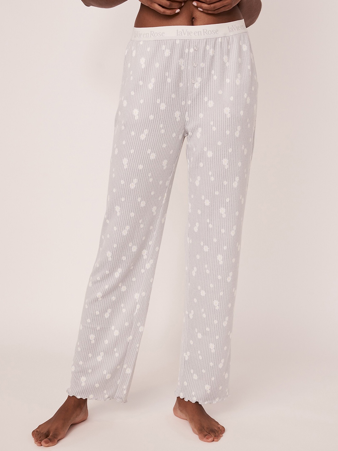 

La Vie en Rose Women Grey Printed Lounge Pants