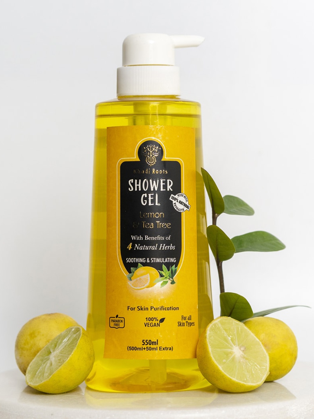 

Khadi Roots Set of 2 Lemon & Tea Tree Shower Gel - 550 ml Each, Yellow