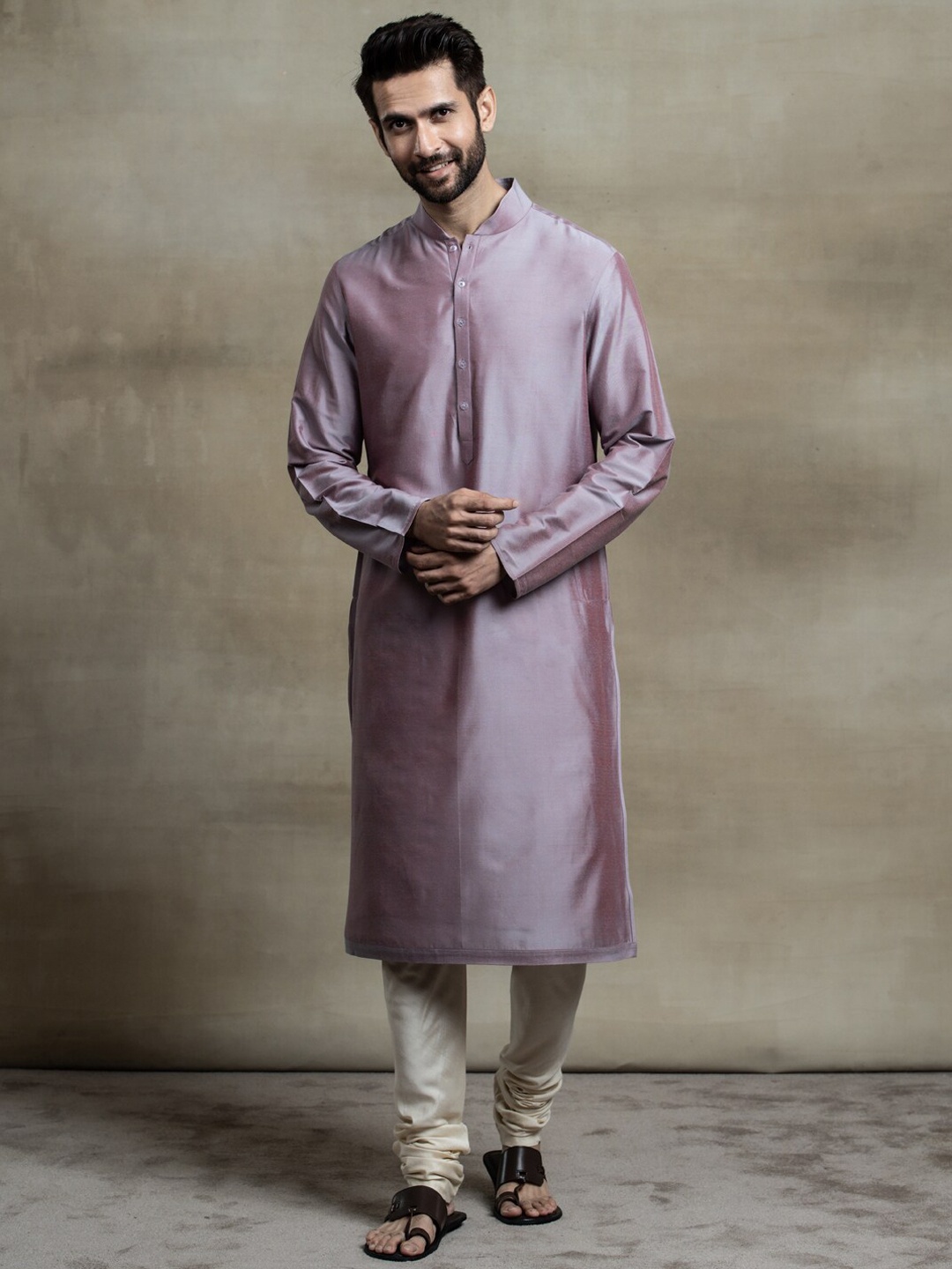 

Tasva Men Purple Solid Kurta