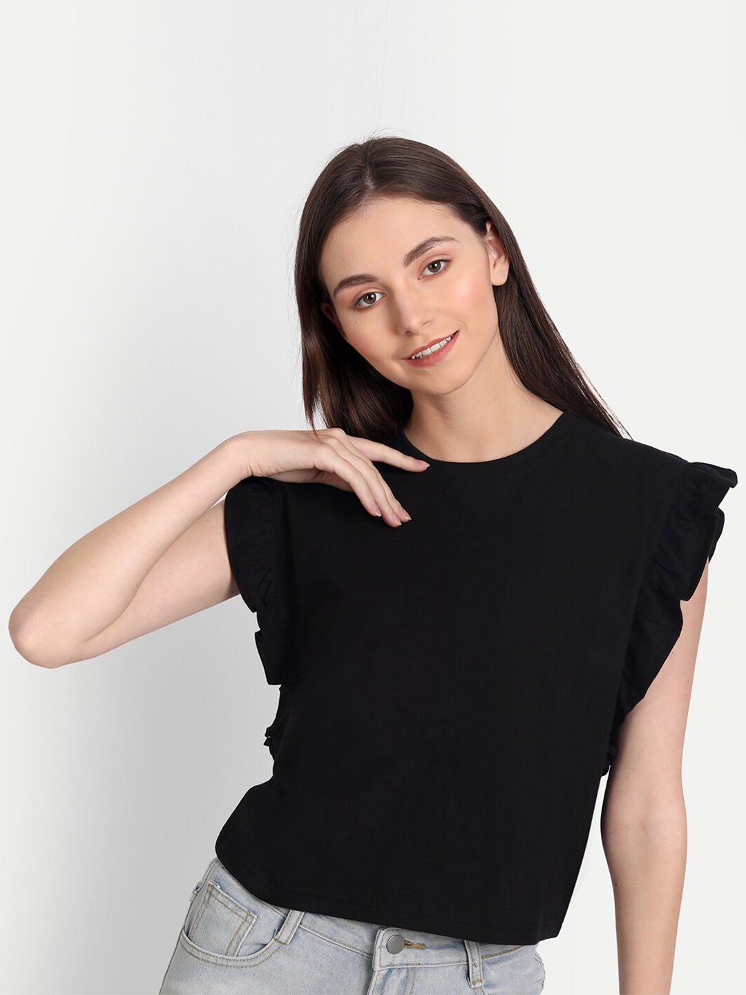 

iki chic Black Ruffles Top