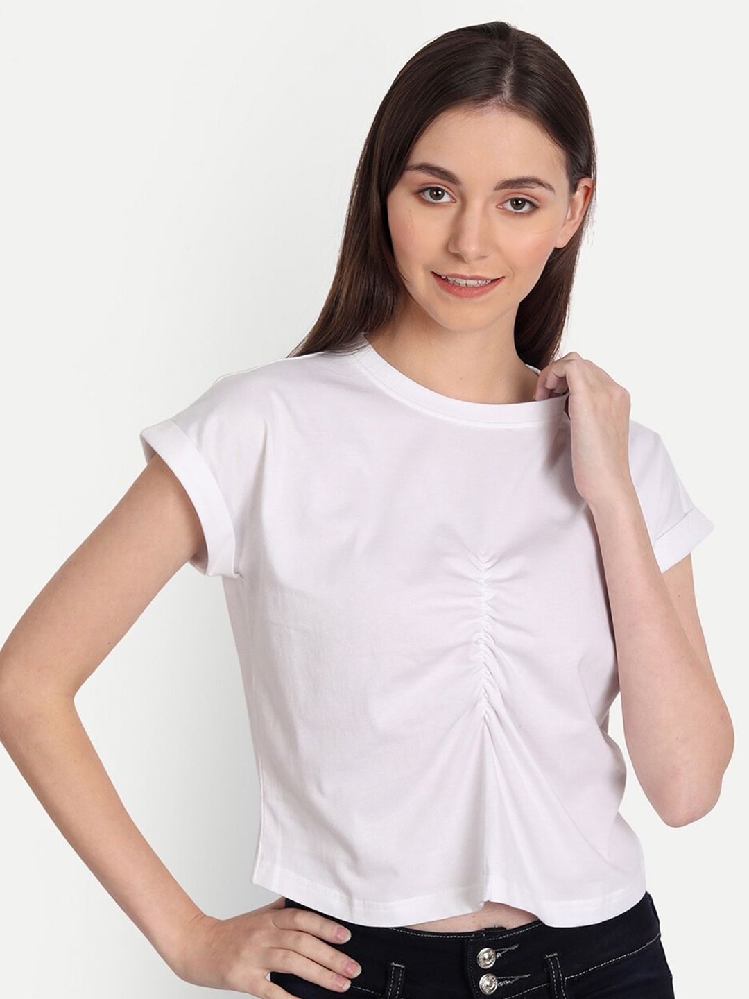 

iki chic White Front Gathered Top