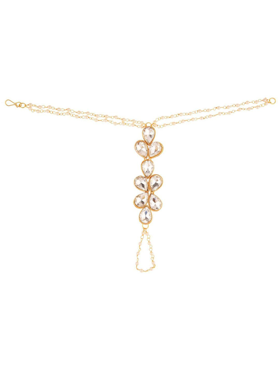 

Efulgenz Women Gold-Plated & White Link Chain Faux Pearl Antique Charm Bracelet