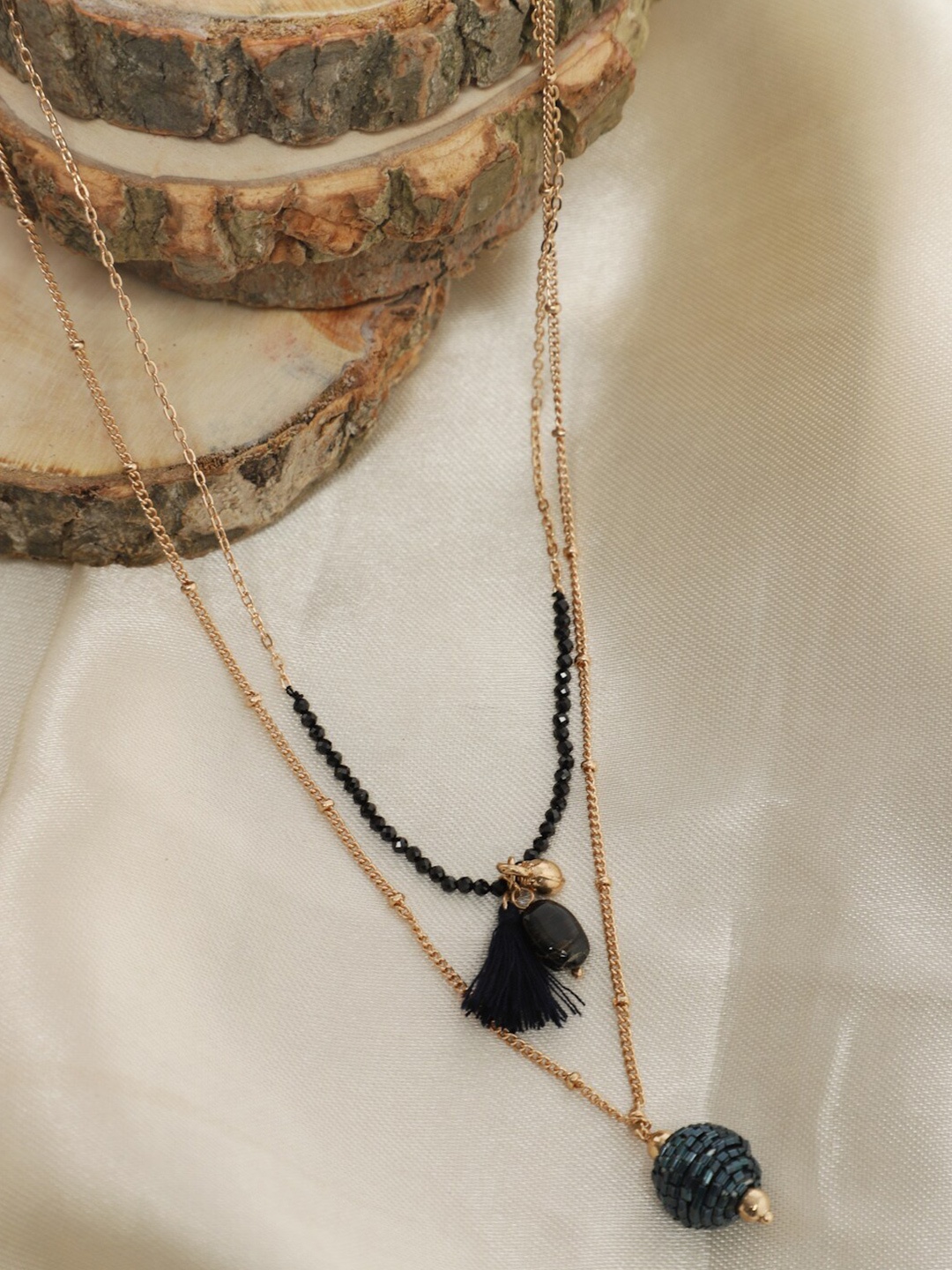 

Madame Women Black & Rose Gold-Plated Layered Necklace