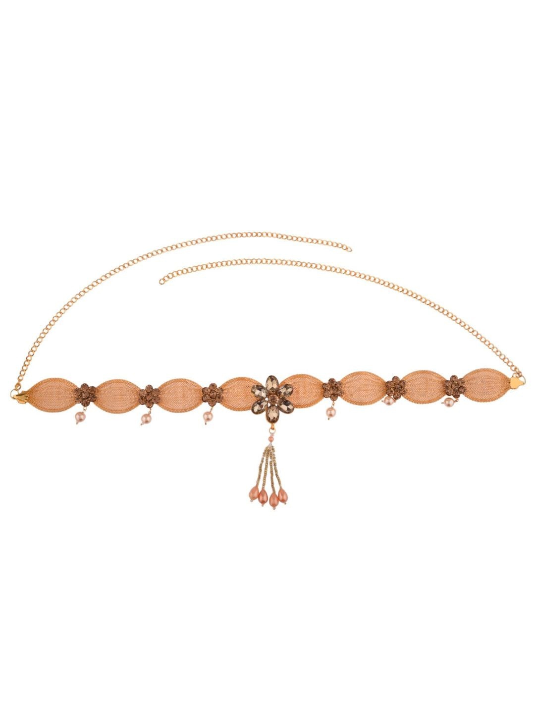 

Efulgenz Gold-Plated Brown Stone-Studded Beaded Kamarbandh