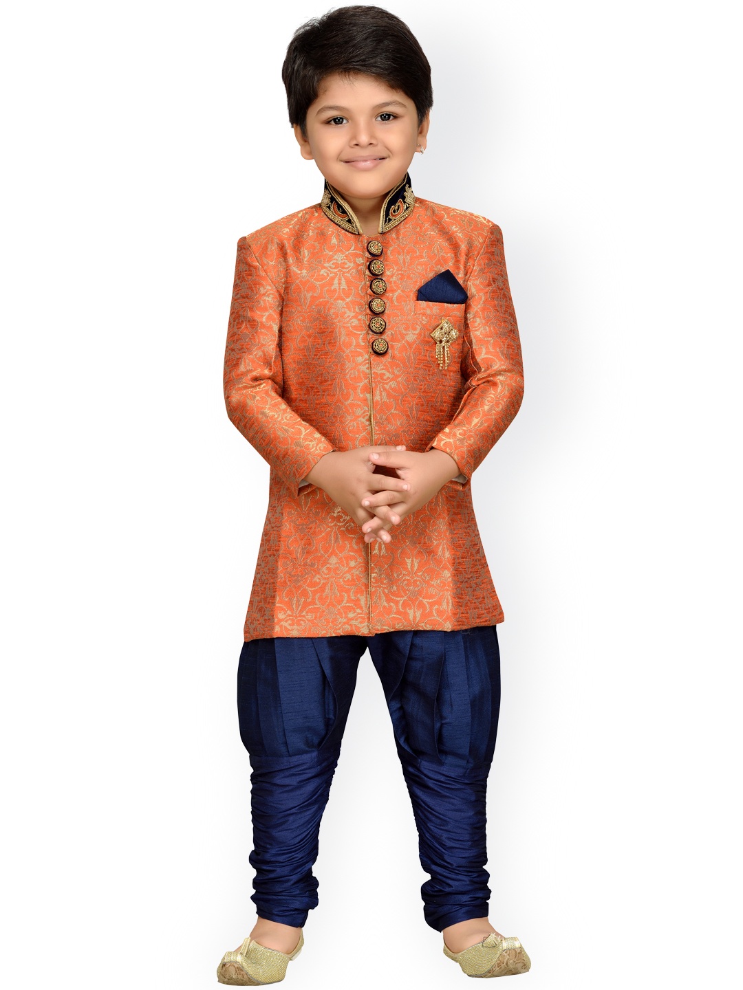 

AJ Dezines Boys Orange & Navy Sherwani