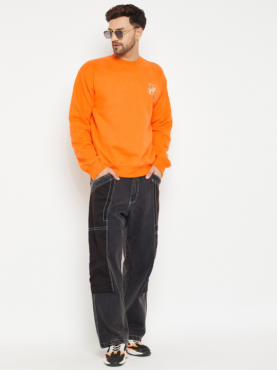 

FUGAZEE Men Orange Cotton Sweatshirt