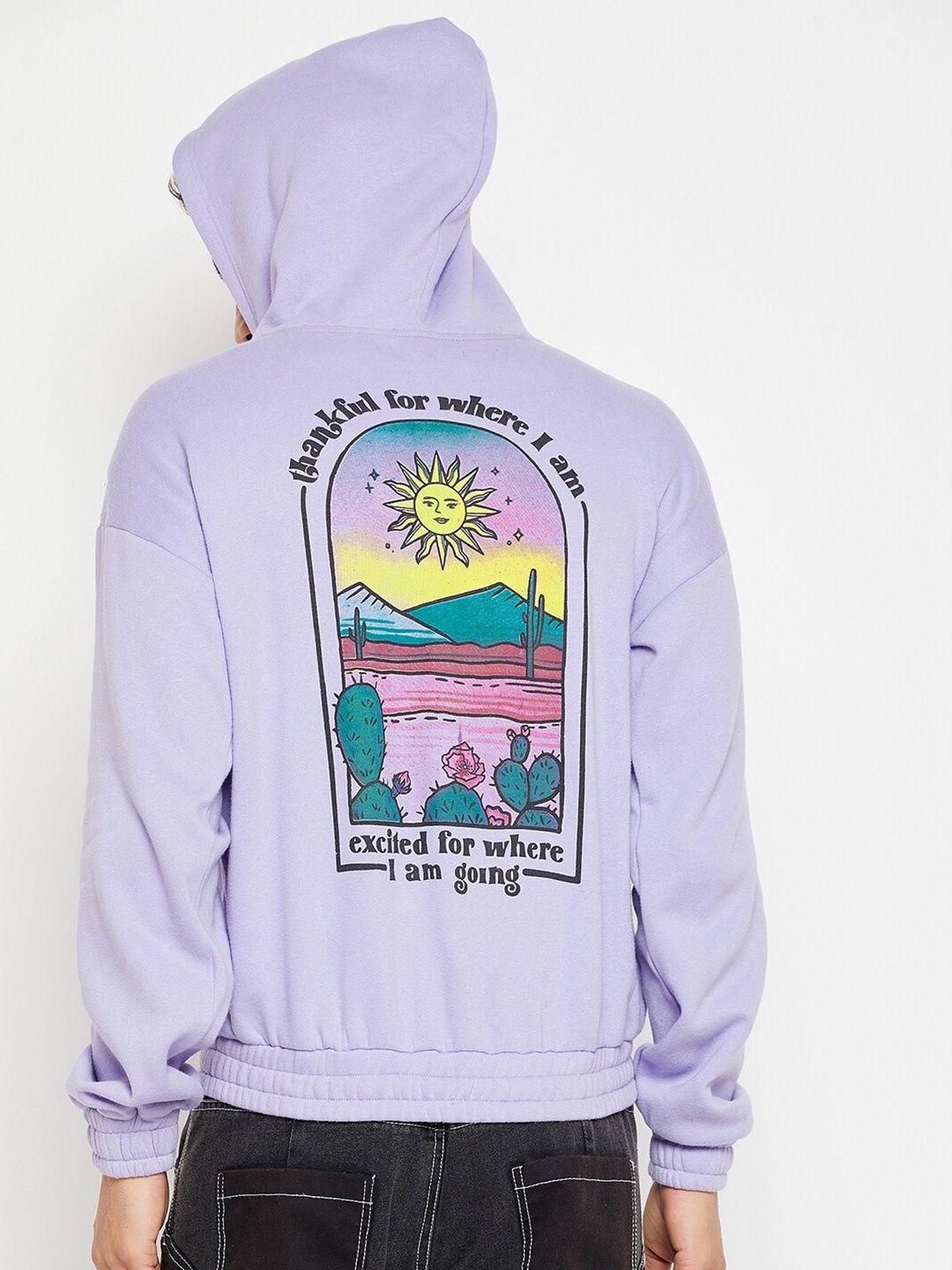 

FUGAZEE Men Purple Pure Cotton Hooded Sweatshirt