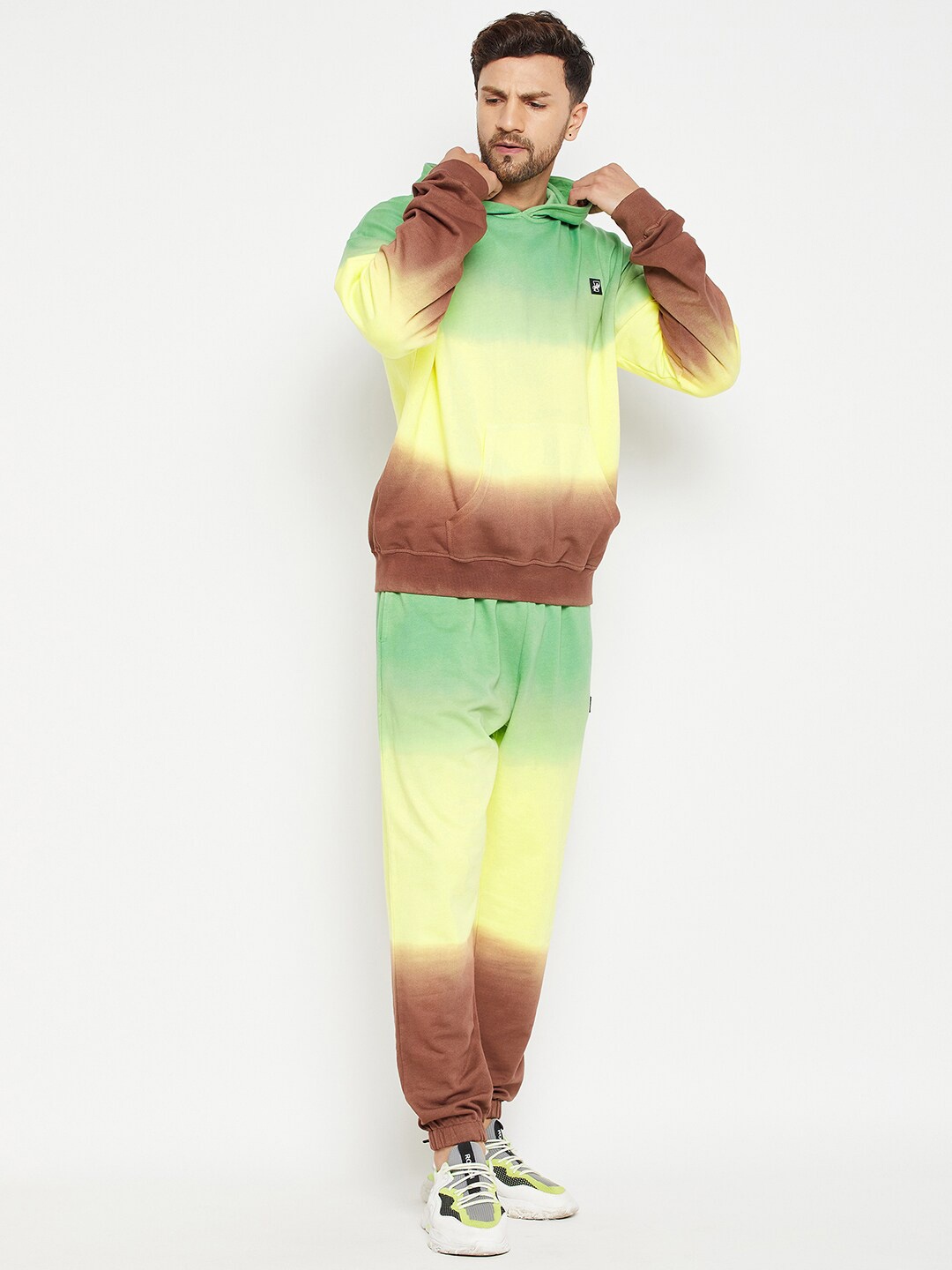 

FUGAZEE Men Multicoloured Colourblocked Hooded Sweatshirt, Multi
