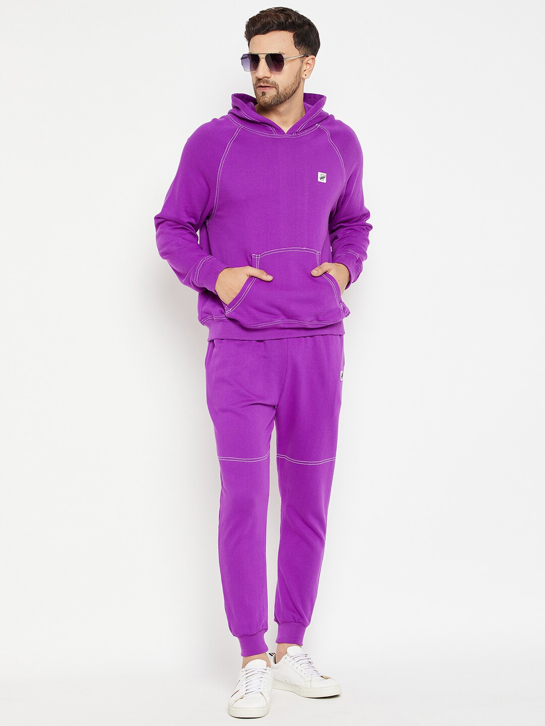 

FUGAZEE Men Purple Hooded Cotton Sweatshirt