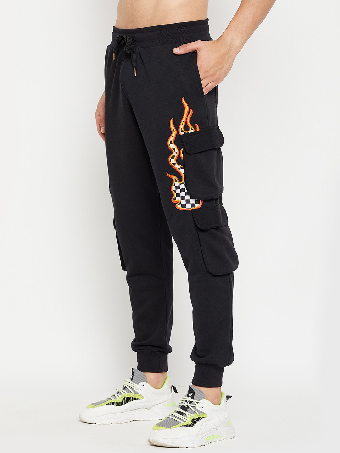 

FUGAZEE Men Black Solid Relaxed-Fit Pure Cotton Joggers