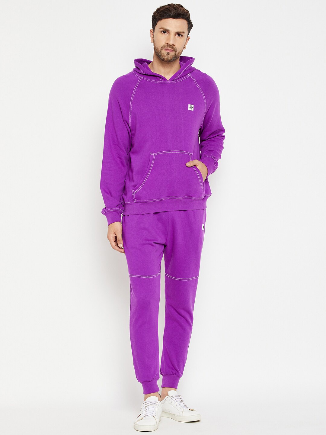 

FUGAZEE Men Solid Oversized Hoodie & Relaxed Fit Joggers, Purple