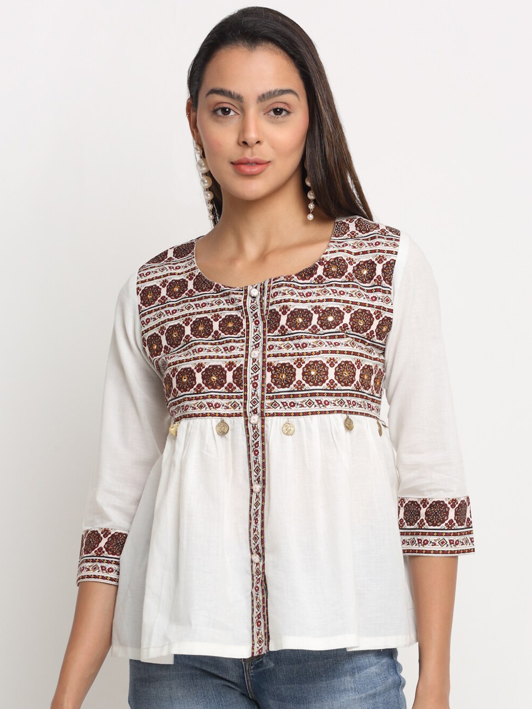 

KALINI White Print Top
