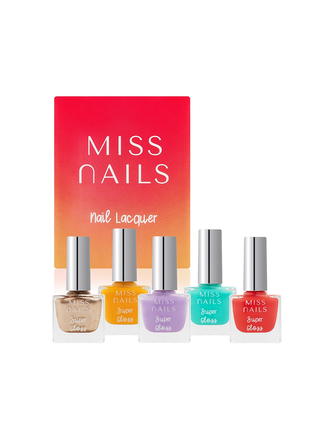 

MISS NAILS Set Of 5 Toxic Free Super Gloss Nail Polish-20 ml, Multi