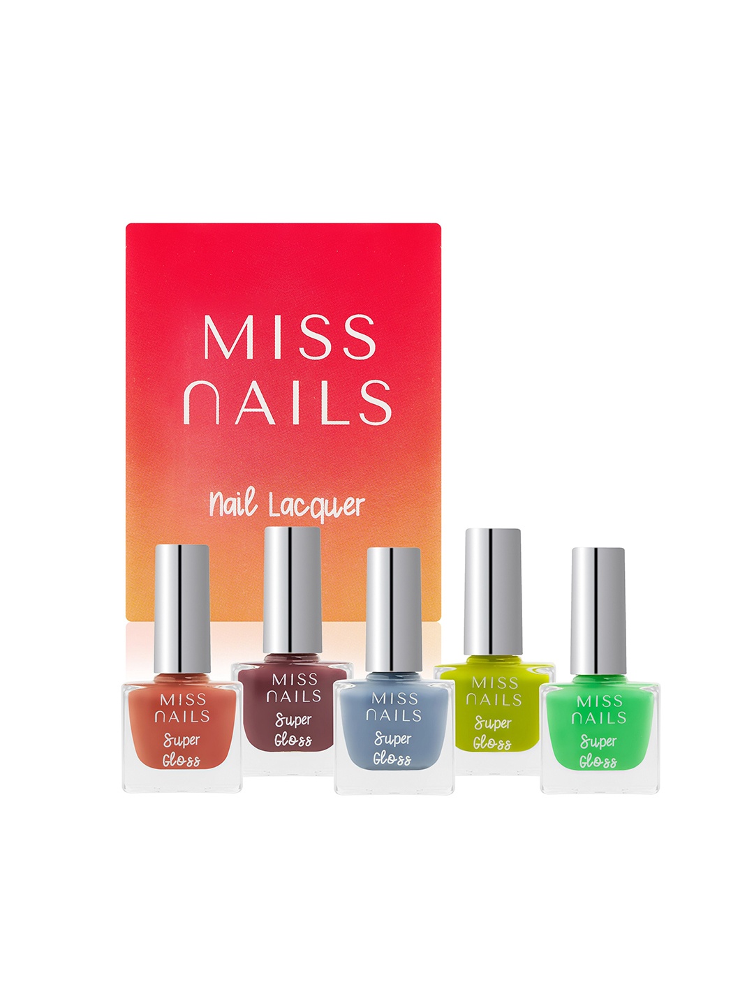 

MISS NAILS Set Of 5 Toxic Free Super Gloss Nail Polish-20 ml, Multi