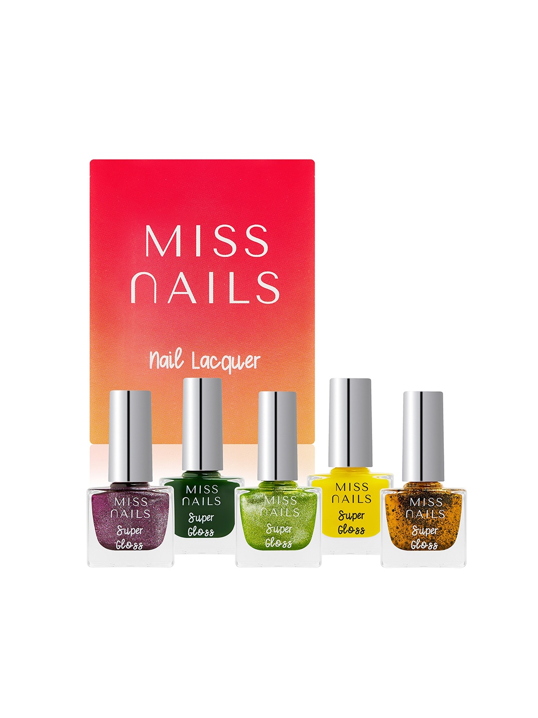

MISS NAILS Set Of 5 Toxic Free Super Gloss Nail Polish-20 ml, Multi