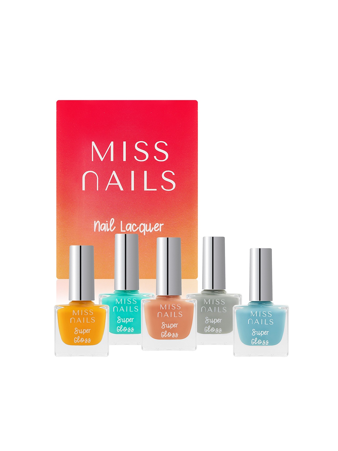 

MISS NAILS Set Of 5 Toxic Free Super Gloss Nail Polish-20 ml, Multi