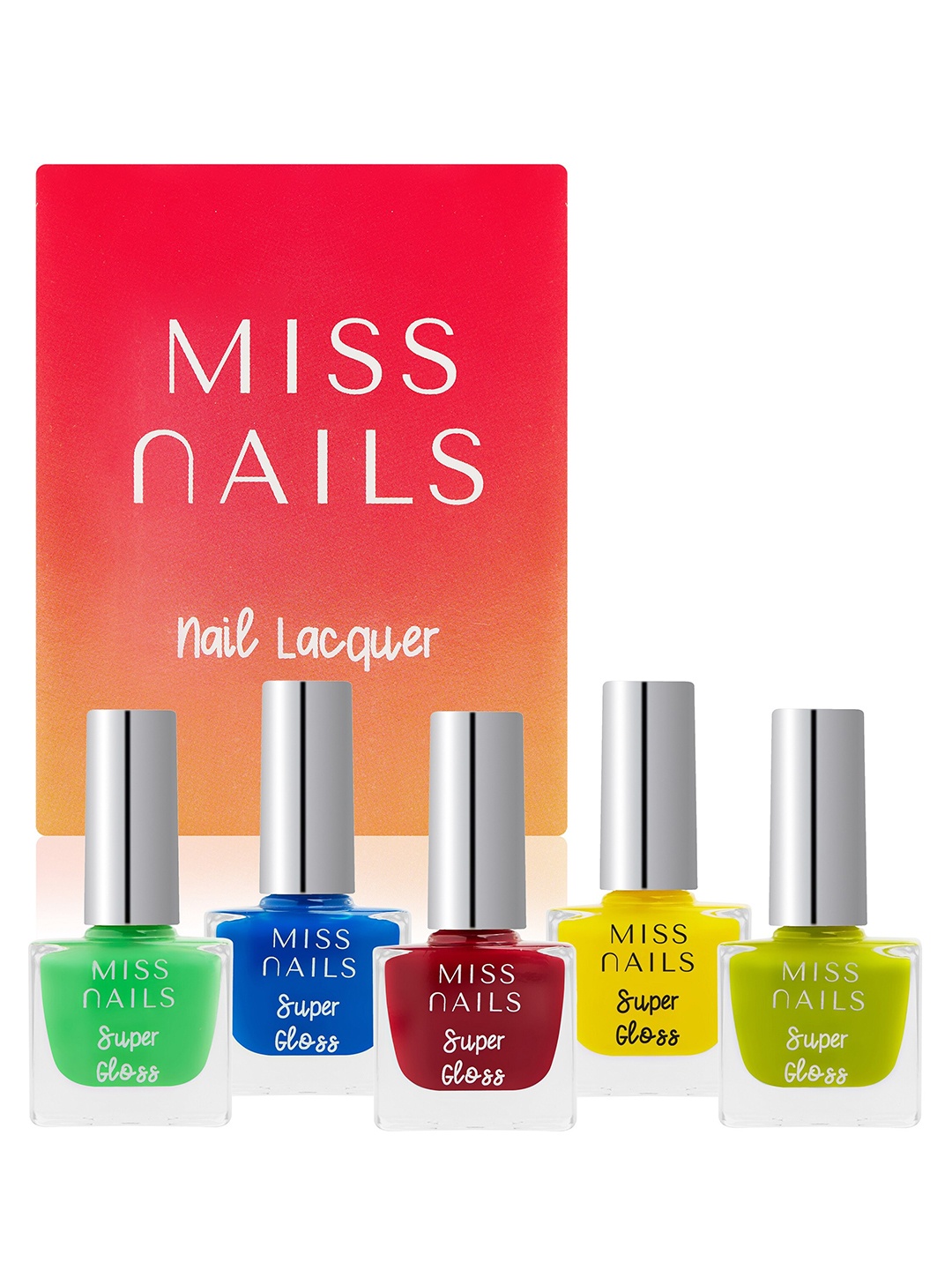 

MISS NAILS Set Of 5 Toxic Free Super Gloss Nail Polish-20 ml, Multi