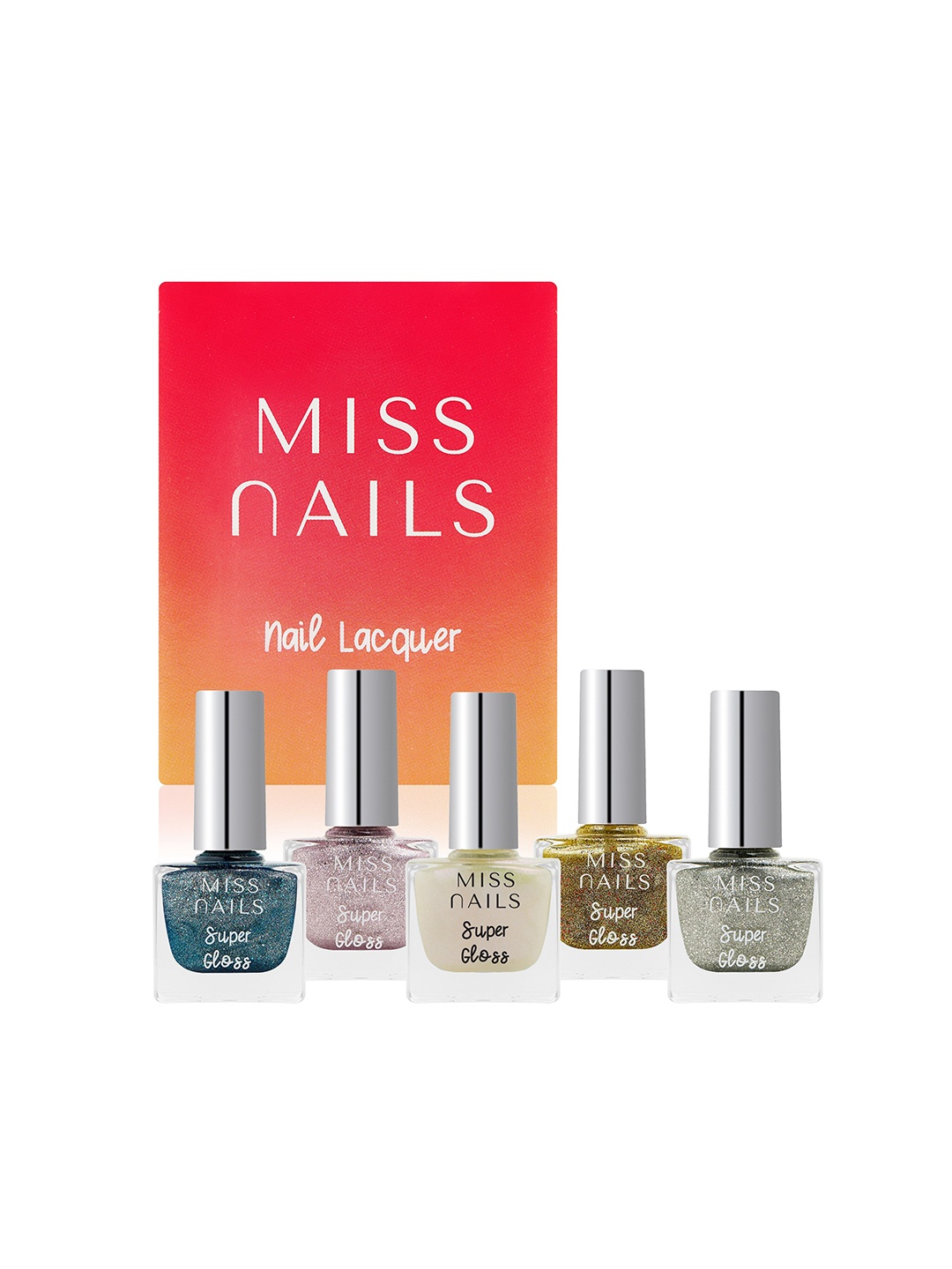 

MISS NAILS Set Of 5 Toxic Free Super Gloss Nail Polish-20 ml, Multi