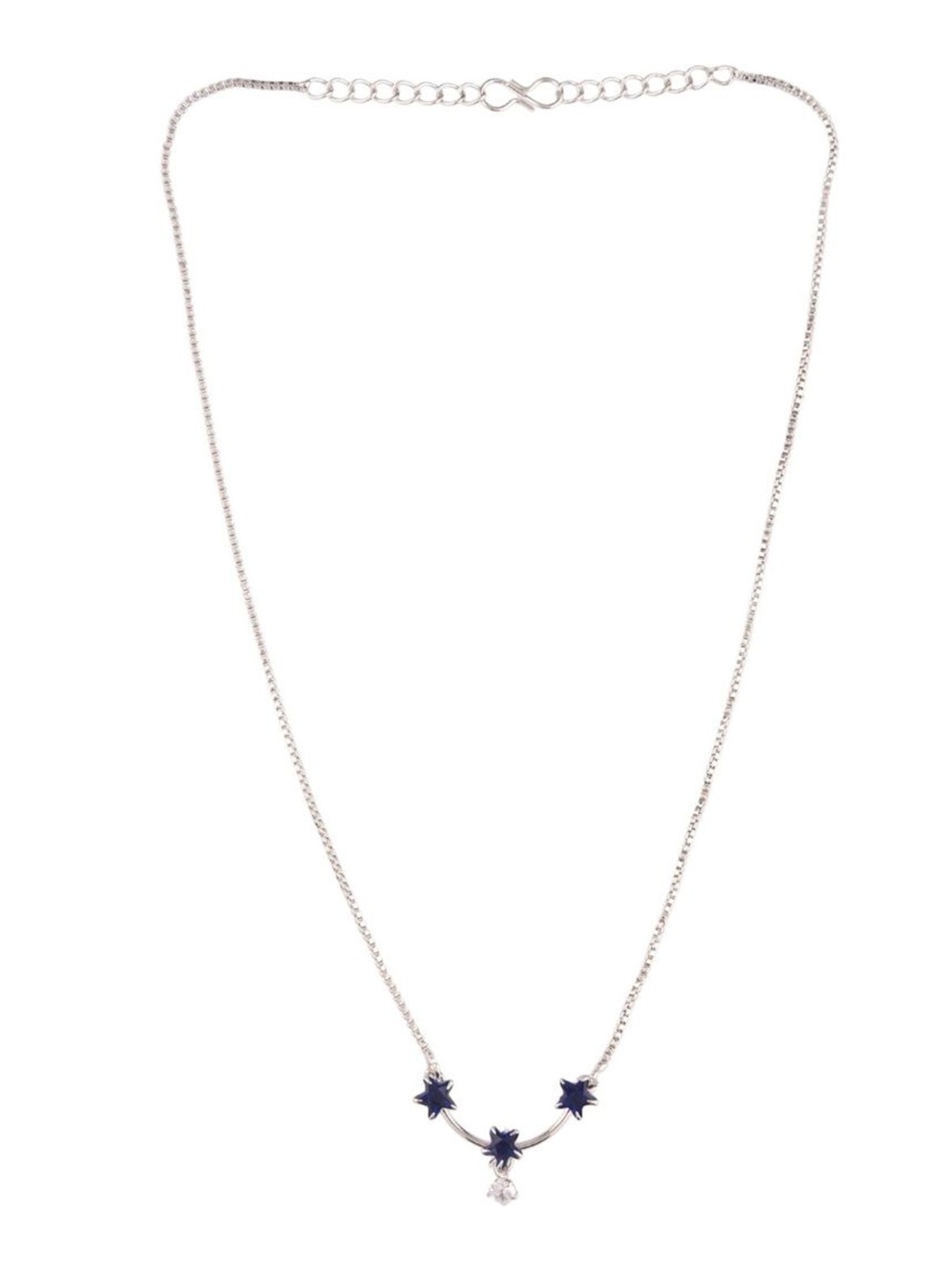 

Efulgenz Silver Toned And Blue Rhodium-Plated Solitaire Pendant Antique Chain