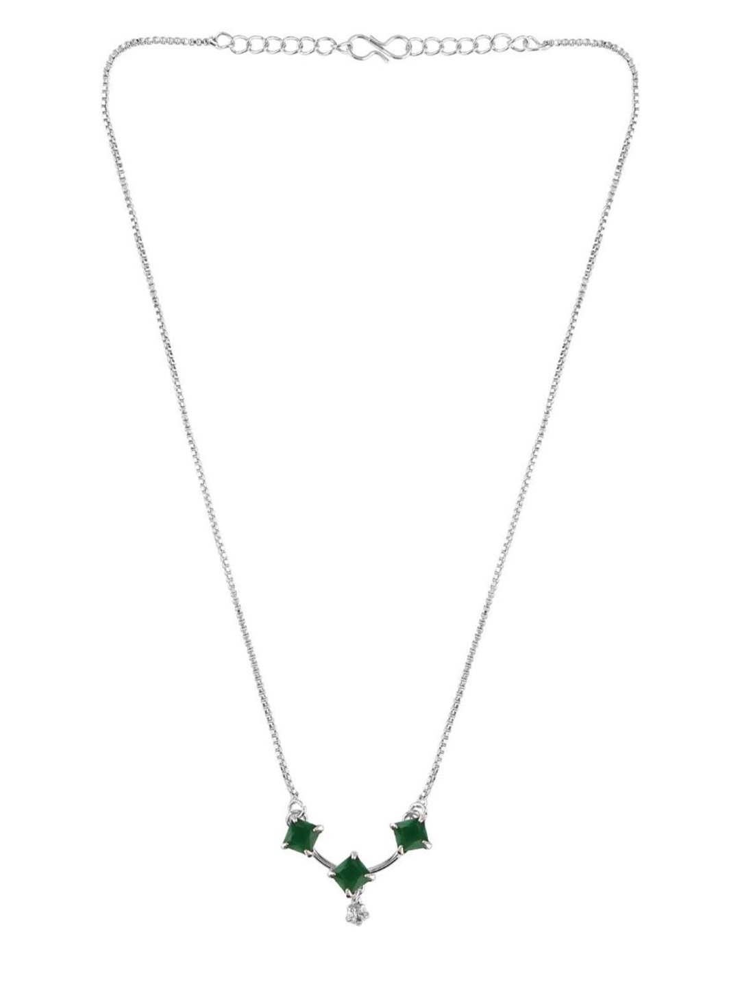 

Efulgenz Rhodium-Plated Silver-Toned & Green Rhodium-Plated Necklace