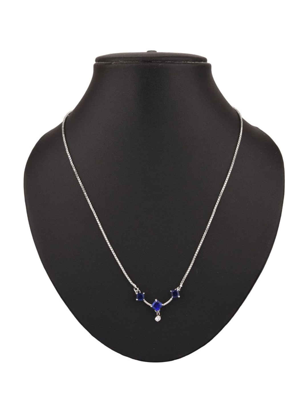 

Efulgenz Silver Plated & Blue Rhodium-Plated Antique Necklace