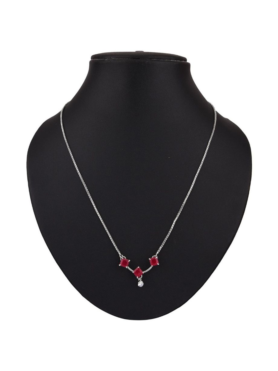 

Efulgenz Women Silver-Toned & Red Rhodium-Plated Chain
